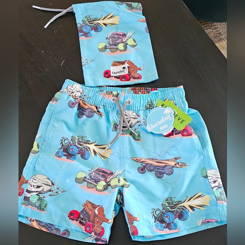 New boardies Kids Blue Monster Truck Swim Shorts